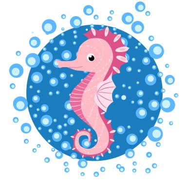 Deniz atı, İskandinav tarzı hipokampüs, el yapımı, su ampulleri, pembe kız