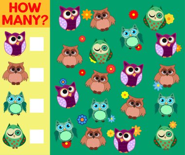 Kuş Karakterli Çocuklar için Eğitimsel Sayma Etkinliği Çizgi Filmi Oyunu.