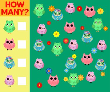 Kuş Karakterli Çocuklar için Eğitimsel Sayma Etkinliği Çizgi Filmi Oyunu.