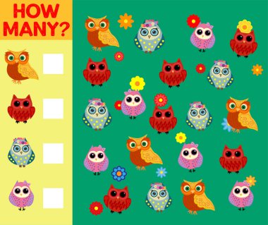 Kuş Karakterli Çocuklar için Eğitimsel Sayma Etkinliği Çizgi Filmi Oyunu.