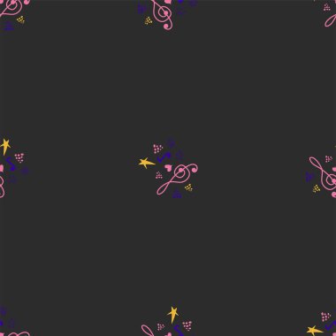 Klasik müzik kalıpları, notaları ve tuşları olan, her amaç için harika tasarımları olan. Soyut retro doku. Örnek rozet