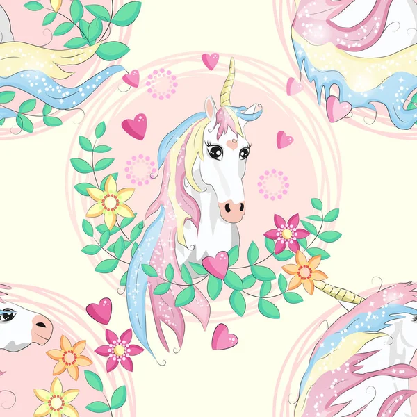 Doodle unicorn pattern for textile design. Animal cartoon. Ditsy print. Trendy seamless pattern. Fabric pattern
