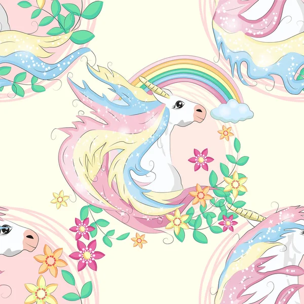 Doodle unicorn pattern for textile design. Animal cartoon. Ditsy print. Trendy seamless pattern. Fabric pattern