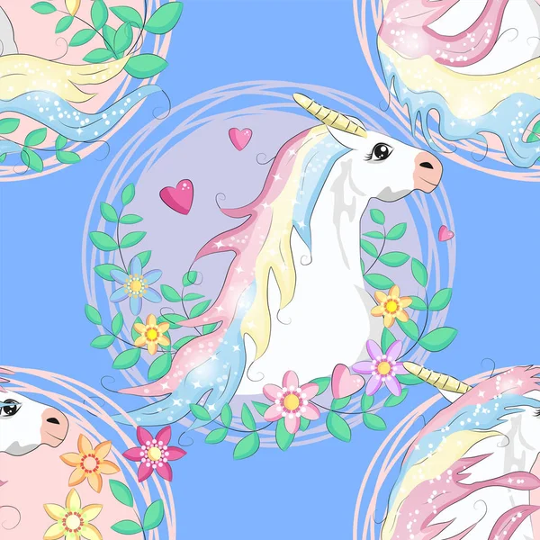 Doodle unicorn pattern for textile design. Animal cartoon. Ditsy print. Trendy seamless pattern. Fabric pattern