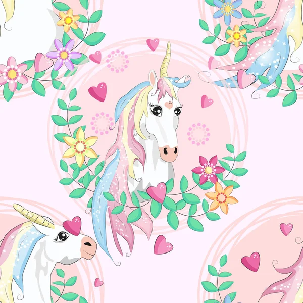 Doodle unicorn pattern for textile design. Animal cartoon. Ditsy print. Trendy seamless pattern. Fabric pattern