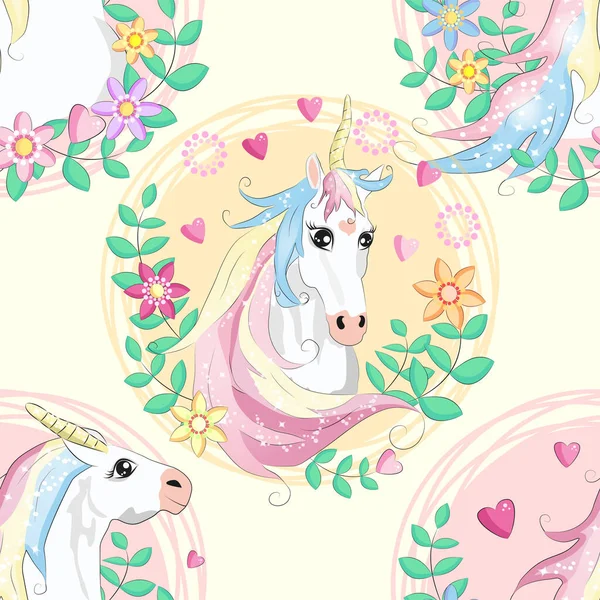 Doodle Unicorn 패턴은 디자인에 됩니다 지저분 지문이네 유행하는 거무스름 패턴이지 — 스톡 벡터