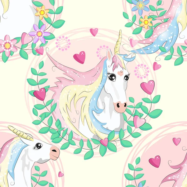 Doodle unicorn pattern for textile design. Animal cartoon. Ditsy print. Trendy seamless pattern. Fabric pattern