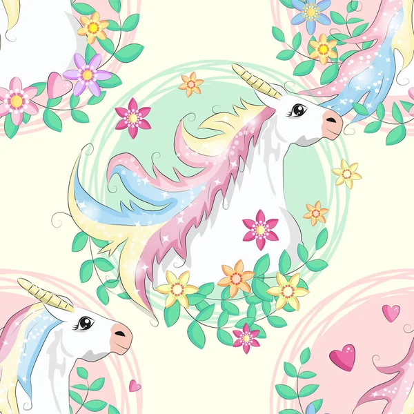 Doodle unicorn pattern for textile design. Animal cartoon. Ditsy print. Trendy seamless pattern. Fabric pattern