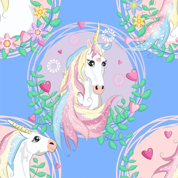 Doodle unicorn pattern for textile design. Animal cartoon. Ditsy print. Trendy seamless pattern. Fabric pattern