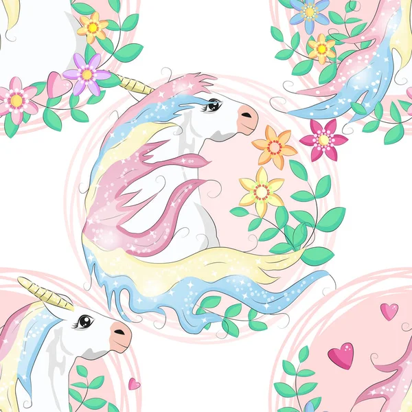 Doodle unicorn pattern for textile design. Animal cartoon. Ditsy print. Trendy seamless pattern. Fabric pattern