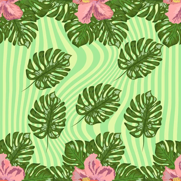 Floral Exotic Tropical Seamless Pattern Tropic Hawaiian Wallpaper Botanical Print — Stock Vector