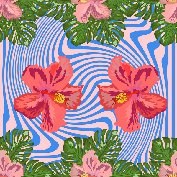 Floral Exotique Tropical Sans Couture Motif Tropique Hawaïen Papier Peint — Image vectorielle