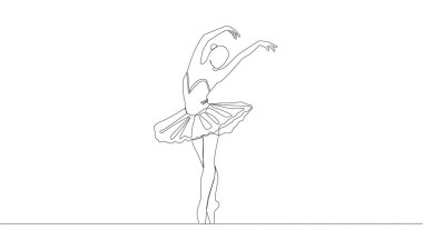 Kadın balerin çiziminin sürekli çiziminin kendi kendine çizimi.