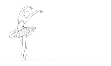 Kadın balerin çiziminin sürekli çiziminin kendi kendine çizimi.