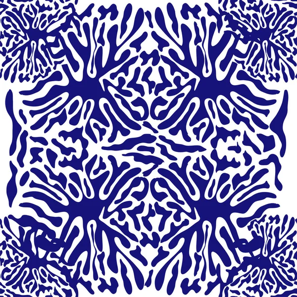 Platsch Nahtloses Muster Fliesen Blau Indigo — Stockvektor