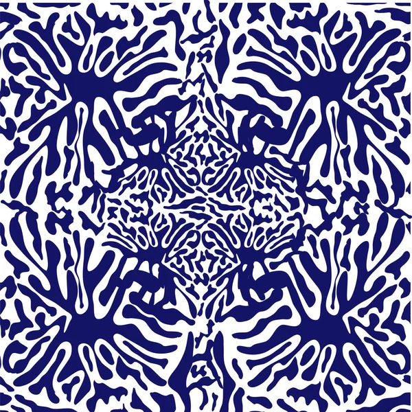 Motif Éclaboussé Sans Couture Carreaux Bleu Indigo — Image vectorielle