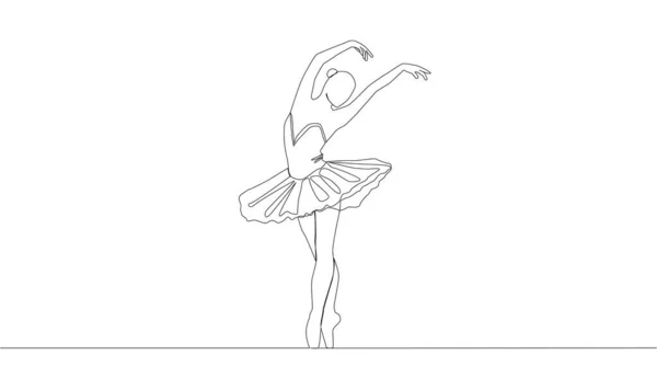 Selbstzeichnende Animation Der Kontinuierlichen Linienzeichnung Einer Balletttänzerin — Stockvektor