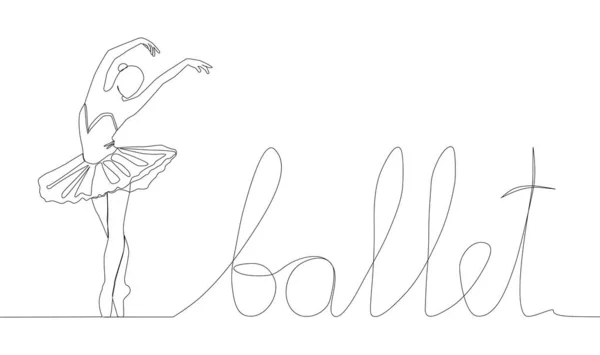 Animazione Autodisegnante Linea Continua Ballerina Balletto Donna — Vettoriale Stock