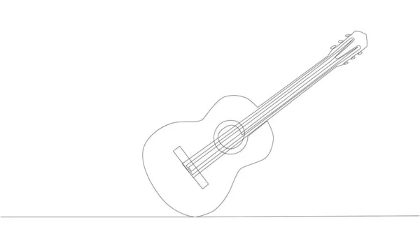 Animacja Ciągły Linia Rysunek Duży Akustyczny Gitara — Wektor stockowy