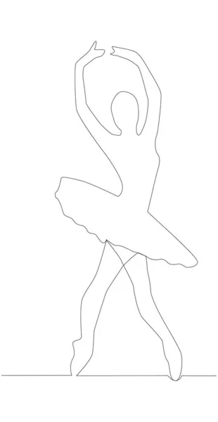 Self Drawing Animation Continuous Line Drawing Woman Ballet Dancer — Stock Vector