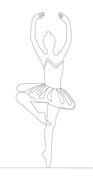 Animazione Autodisegnante Linea Continua Ballerina Balletto Donna — Vettoriale Stock