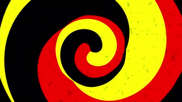 A mover espiral hipnótica. Spiral psicodélico sem costura e rotação lenta. Fundo amarelo, laranja, vermelho e preto — Vídeo de Stock