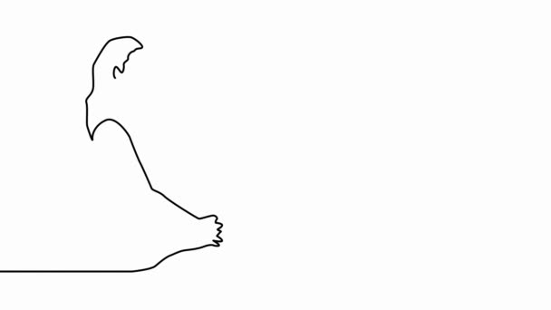 Själv rita en enkel animation av en kontinuerlig övning för att rita en linje, en person tar upp yoga, en hälsosam livsstil, hälsa, sport, fitness — Stockvideo