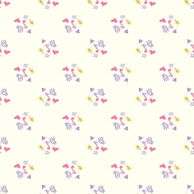 Çizgi filmlerdeki şirin karalamalar müzikal kusursuz desenler çiziyor. Renkli detaylar, arka planda bir sürü nesne var. Müzik simgeleri ve ögeleri ile parlak arkaplan