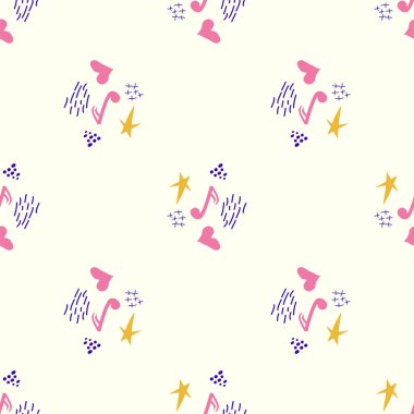 Çizgi filmlerdeki şirin karalamalar müzikal kusursuz desenler çiziyor. Renkli detaylar, arka planda bir sürü nesne var. Müzik simgeleri ve ögeleri ile parlak arkaplan