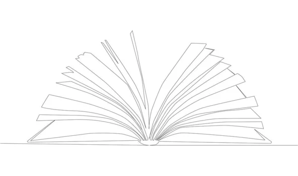 Empilement Livres Ouverts Dans Style Une Ligne Contour Noir — Image vectorielle
