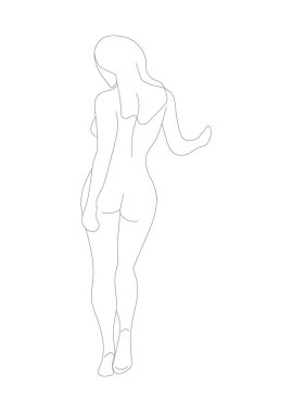 Kadın silueti, kadın vücudu, vücut pozitifliği, kozmetik konsept, siyah üstüne beyaz..