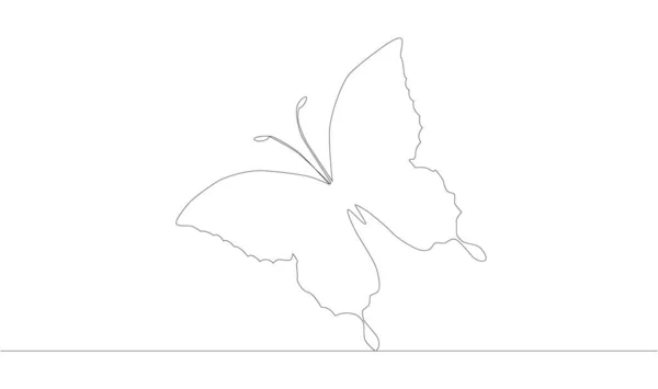 Einzelne Kontinuierliche Linie Zeichnung Schmetterling Handzeichnung Schwarze Linien Auf Weißem — Stockvektor