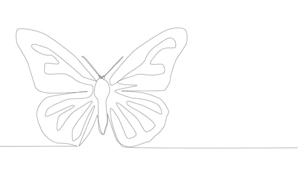 Simple Continu Une Ligne Dessin Papillon Dessin Main Lignes Noires — Image vectorielle