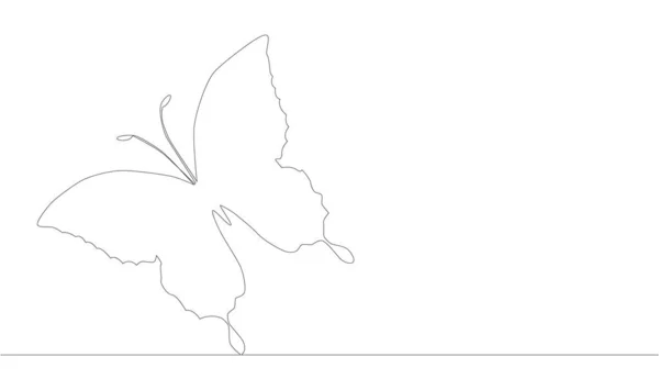 Simple Continu Une Ligne Dessin Papillon Dessin Main Lignes Noires — Image vectorielle