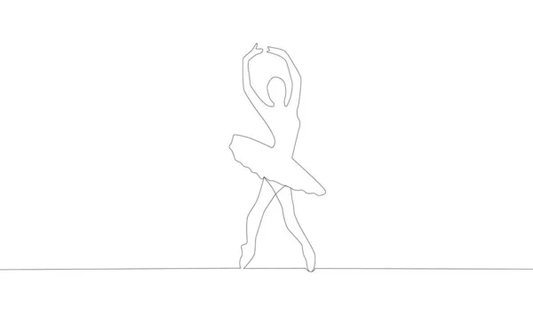 Continuous Line Drawing Woman Ballet Dancer — Stock Vector