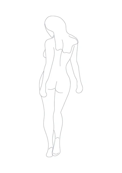 Woman Silhouette Female Body Body Positive Cosmetic Concept Black White — Stock Vector