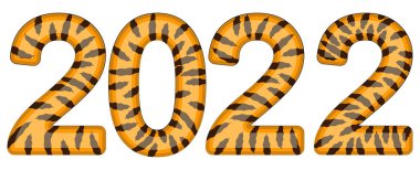 Mutlu yeni yıl mektupları ve büyük kaplan numaraları 2022. Kaplan Yılı. Çizgili 2022. Yeni Yıl Kutlama Kartı