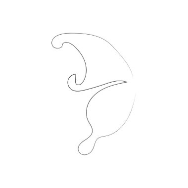 Uçan kuş sürekli çizim elementi beyaz zemin üzerinde logo veya dekoratif element için izole edildi. Moda ana hatlarıyla hayvan formunun gösterimi.