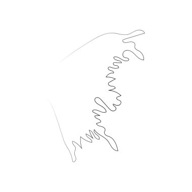 Uçan kuş sürekli çizim elementi beyaz zemin üzerinde logo veya dekoratif element için izole edildi. Moda ana hatlarıyla hayvan formunun gösterimi.