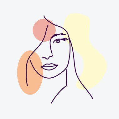 Kadın portreleri. Çağdaş kadın portresi, moda kızları siluetleri, modern kadın yüz posterleri..