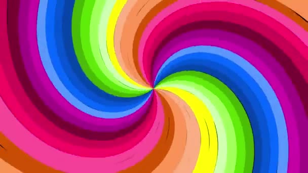 Abstract motion background with psychedelic twisting circles. Round striped black white lines. — Stock Video