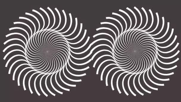 Психоделічні круги. Круглі смугасті чорно-білі лінії. Закручування гіпнотичної обертової абстракції — стокове відео