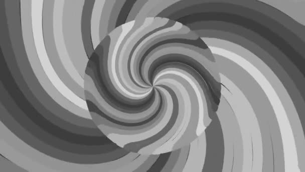 带迷幻扭曲圈的抽象运动背景。圆形条纹黑白线. — 图库视频影像