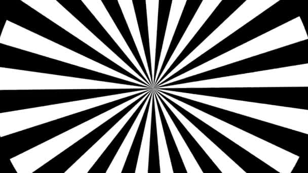 Hypnotiserende zwart-wit achtergrond. geometrische vormen. Abstract, naadloze lus animatie van strepen. hypnotische beeldvisualisatie. optische illusie. — Stockvideo