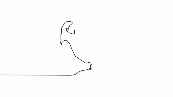 Silhouette eines Mannes, einer Frau, die in einer Lotusposition sitzt. Animation zur Selbstzeichnung — Stockvideo