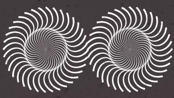 Psychedelische draaiende cirkels. Ronde gestreepte zwarte witte lijnen. Draaiende hypnotische roterende abstractie. Op art effect, optische illusie. Naadloze looping animatie. — Stockvideo