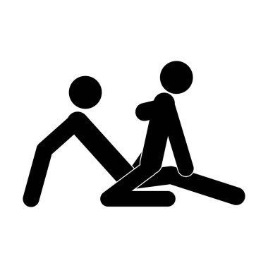 Çizgi film seks pozları. Tutku Erotiği kavramı. Kamasutra, sevişmek için yarım yamalak pozlar. Yin ve Yang, kadın ve erkek birbirlerini seviyorlar.