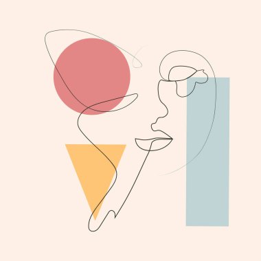 Kelebek Gerçeküstü Yüzler, set yüzleri ve saç stili çizimi, moda konsepti, kadın güzellik minimalisti, illüstrasyon oldukça seksi. Çağdaş portre