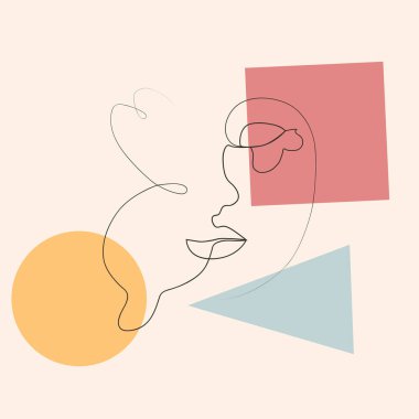 Kelebek Gerçeküstü Yüzler, set yüzleri ve saç stili çizimi, moda konsepti, kadın güzellik minimalisti, illüstrasyon oldukça seksi. Çağdaş portre