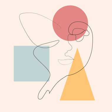 Kelebek Gerçeküstü Yüzler, set yüzleri ve saç stili çizimi, moda konsepti, kadın güzellik minimalisti, illüstrasyon oldukça seksi. Çağdaş portre